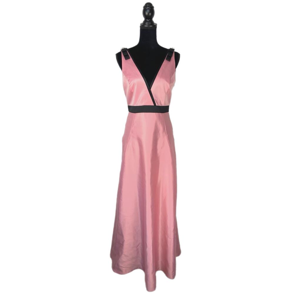 Y2k Prom Dress Long Satin Gown Pink Black Formal Evening Dress Size 6